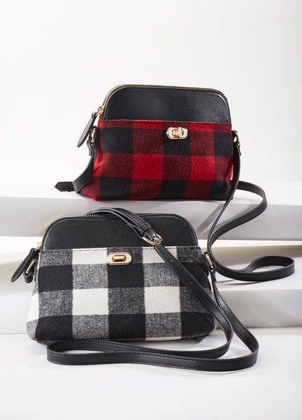 Red high quality and Gray Plaid Crossbody Bag