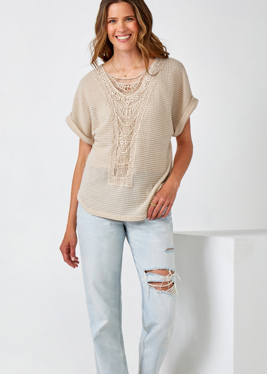 Lace Crew Short Sleeve Top 2